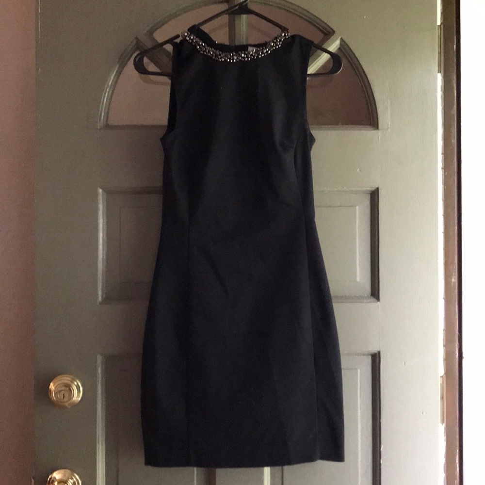 H&M black fitted dress with beaded collar